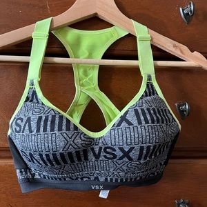 Women’s Black and neon green sports bra
